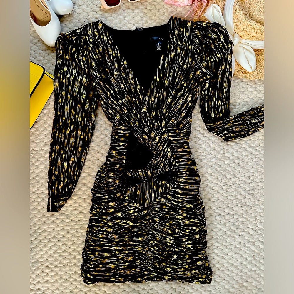 Aqua Black and Gold Minidress - Stunning!